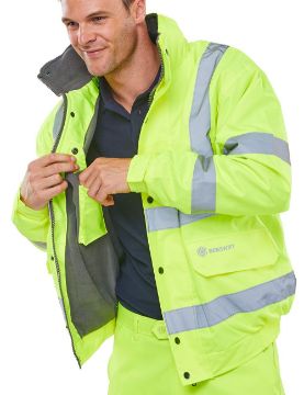 Hi Vis Bomber Jacket - Fleece Lined Yellow