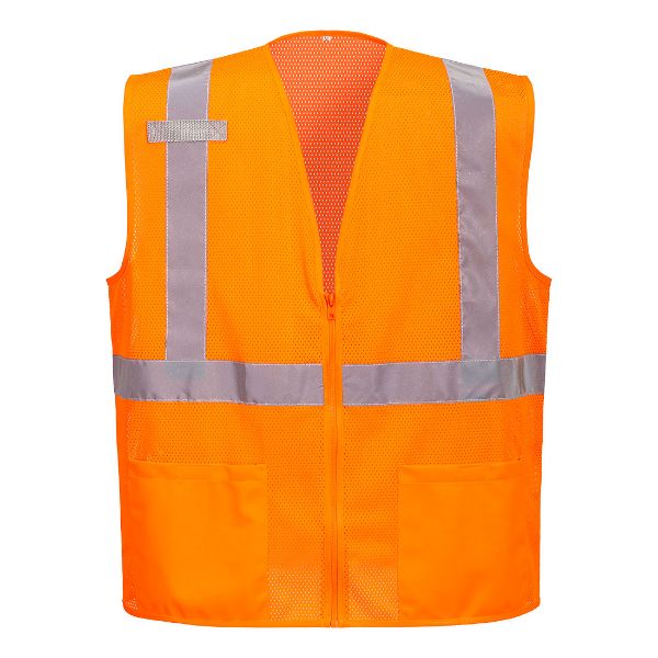 Picture of Economy Hi-Vis Mesh External Pocket Vest (Zip) - Orange UC495