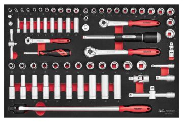 Picture of Teng Tools 27" Classic Roller Cabinet FOAM Tool Kit 217 Pieces Red Pre-Assembled Castors - TCMME217KA