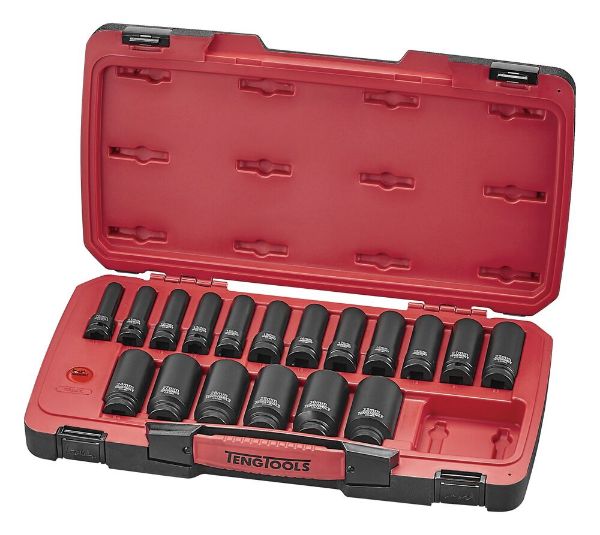 Picture of Teng Tools MECCA PRO 1/2" Deep Impact Socket Set DIN 22 Pieces - T9222L