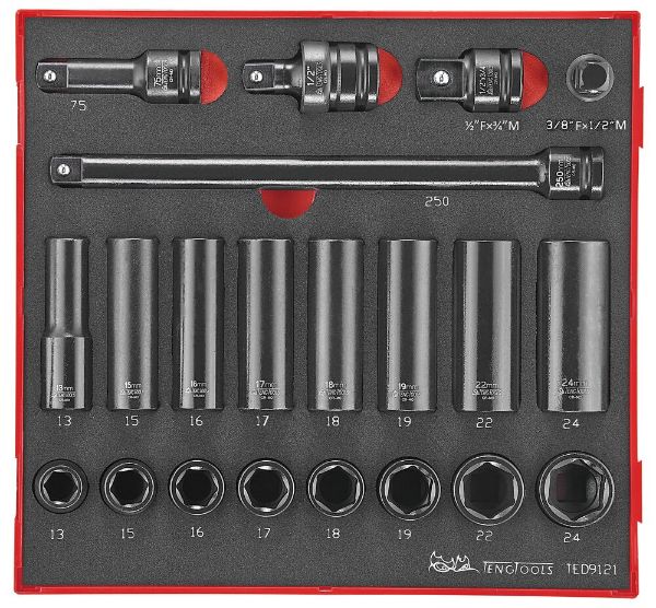 Picture of Teng Tools 1/2" Impact Socket Set ANSI FOAM2 21 Pieces - TED9121