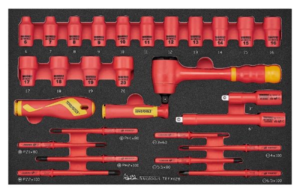 Picture of Teng Tools Insulated Socket & Screwdriver Set FOAM3 28 Pieces - TEFXV28