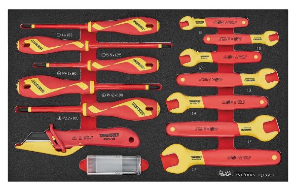 Picture of Teng Tools Insulated Spanner & Screwdriver Set FOAM3 17 Pieces - TEFXV17