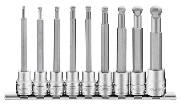Picture of Teng Tools 3/8" ball point long hex bit socket clip rail set 9 pcs - M3809HBN