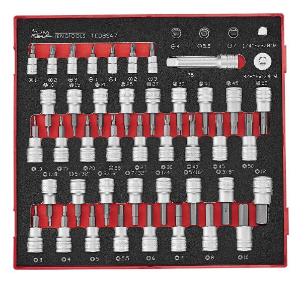Picture of Teng Tools 1/4" & 3/8" Bit Socket Set FOAM2 47 Pieces - TEDBS47