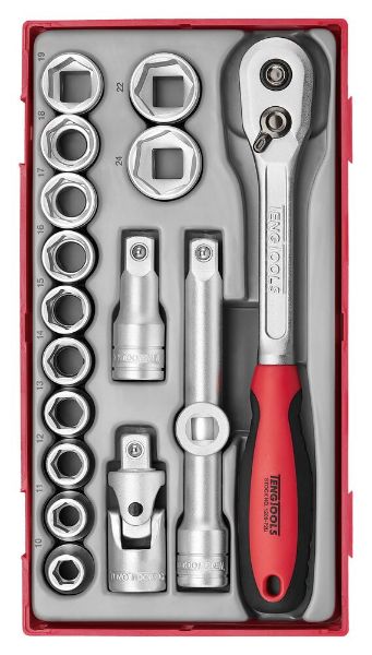 Picture of Teng Tools 1/2" Socket Set 6 pt TT1 17 Pieces - TT1218-6