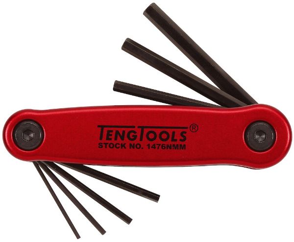 Picture of Teng Tools Folding Hex Key Set 1.5-6 mm ALU 7 Pieces - 1476NMM