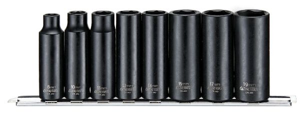 Picture of Teng Tools 3/8" Deep Impact Socket Clip Rail Set ANSI 8 Pieces - 9386