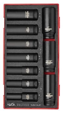 Picture of Teng Tools 1/2" Deep Impact Socket Set AF DIN FOAM1 14 Pieces - TEA9214LAF