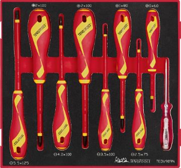 Picture of Teng Tools Insulated Screwdriver Set Mixed FOAM2 9 Pieces - TEDV909N