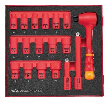 Picture of Teng Tools 3/8" Insulated Socket Set FOAM2 18 Pieces - TEDV3818