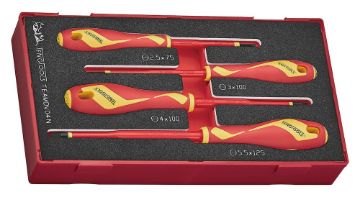 Picture of Teng Tools Insulated Screwdriver Set Flat FOAM1 4 Pieces - TEAMDV04N