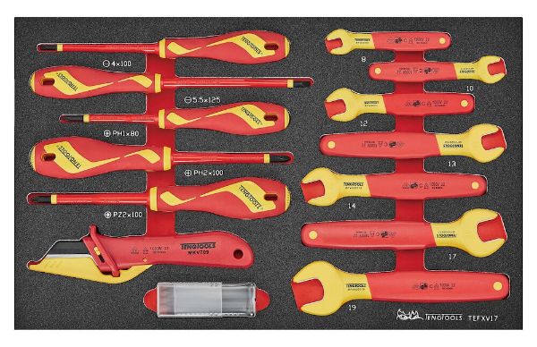 Picture of Teng Tools Insulated Spanner & Screwdriver Set FOAM3 17 Pieces - TEFXV17