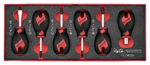 Picture of Teng Tools Stubby Screwdriver Set FOAMX2 6 Pieces - TEZMD06