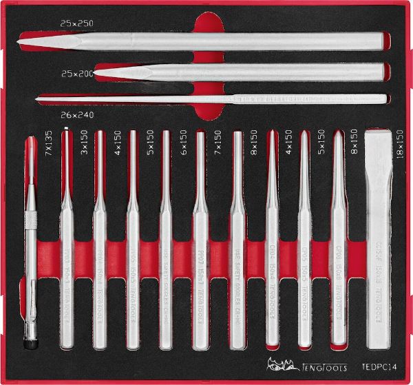 Picture of Teng Tools Punsch & Chisel Set FOAM2 14 Pieces - TEDPC14