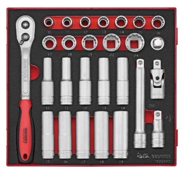 Picture of Teng Tools 1/2" Socket Set 12 pt FOAM2 27 Pieces - TED1227