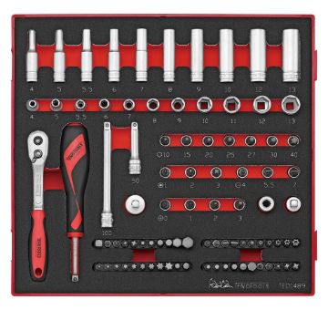 Picture of Teng Tools 1/4" Socket Set 6 pt FOAM2 89 Pieces - TED1489