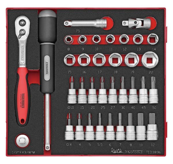 Picture of Teng Tools 3/8" Socket Set 6 pt FOAM2 36 Pieces - TED3836