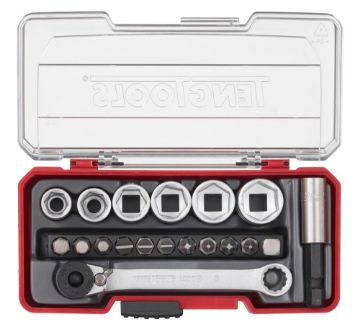 Picture of Teng Tools 1/4" Socket Set 6 pt With Belt Clip 19 Pieces - TJ1419