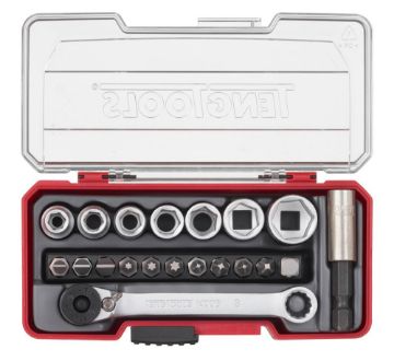 Picture of Teng Tools 1/4" Socket Set 6 pt With Belt Clip 20 Pieces - TJ1420