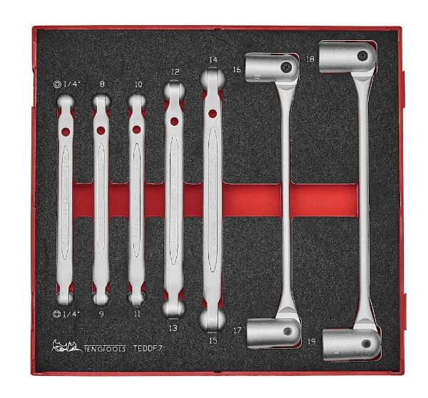 Picture of Teng Tools Double Flex Wrench Set FOAM2 7 Pieces - TEDDF7