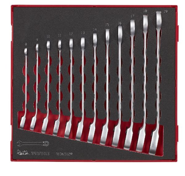 Picture of Teng Tools Ratcheting Combination Spanner Set R FOAM2 12 Pieces - TED6512R