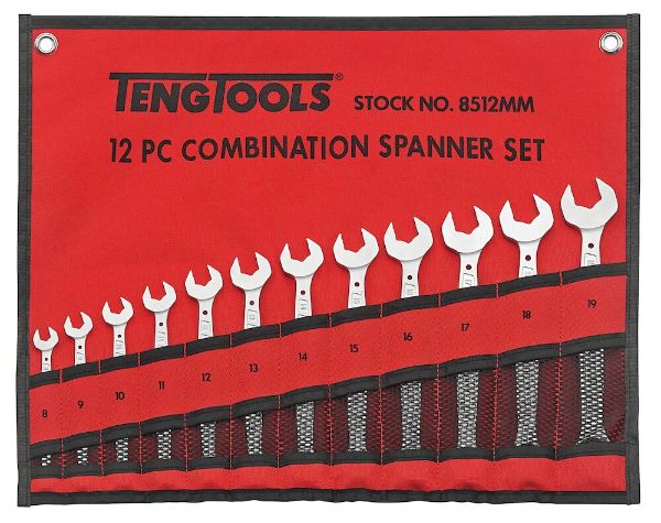 Picture of Teng Tools Combination Spanner Set Anti Slip Tool Roll 12 Pieces - 8512MM