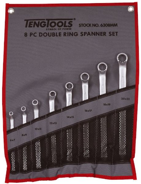 Picture of Teng Tools Double Ring Spanner Set Tool Roll 8 Pieces - 6308MM