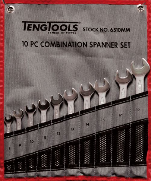 Picture of Teng Tools Combination Spanner Set 8-19 mm Tool Roll 10 Pieces - 6510MM