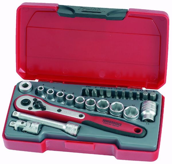 Picture of Teng Tools 1/4" Socket Set 6 pt 24 Pieces - T1424