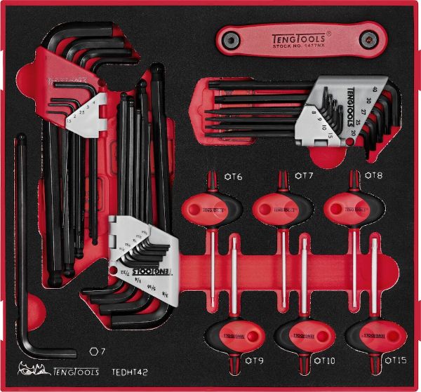 Picture of Teng Tools Ball Point Hex & TX Key Set FOAM2 42 Pieces - TEDHT42
