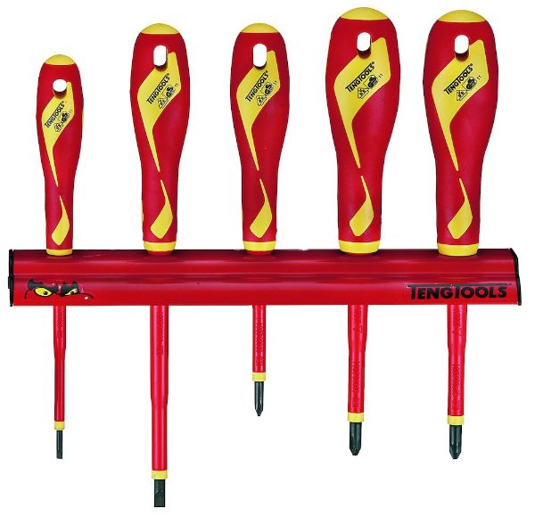 Picture of Teng Tools Insulated Screwdriver Set Mixed Wall Rack 5 Pieces - WRMDV05N