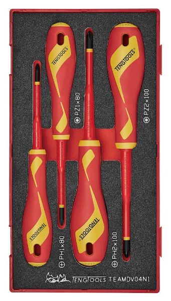 Picture of Teng Tools Insulated Screwdriver Set PH/PZ FOAM1 4 Pieces - TEAMDV04N1