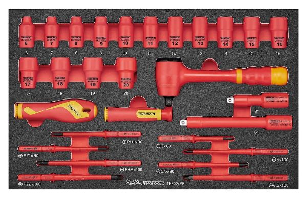Picture of Teng Tools Insulated Socket & Screwdriver Set FOAM3 28 Pieces - TEFXV28