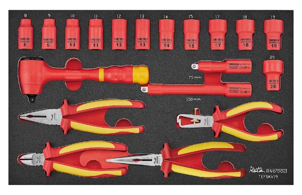 Picture of Teng Tools Insulated Socket & Pliers Set FOAM3 19 Pieces - TEFSKV19
