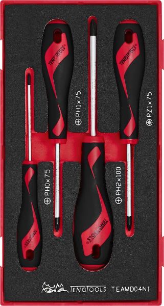 Picture of Teng Tools Screwdriver Set PH/PZ FOAM1 4 Pieces - TEAMD04N1