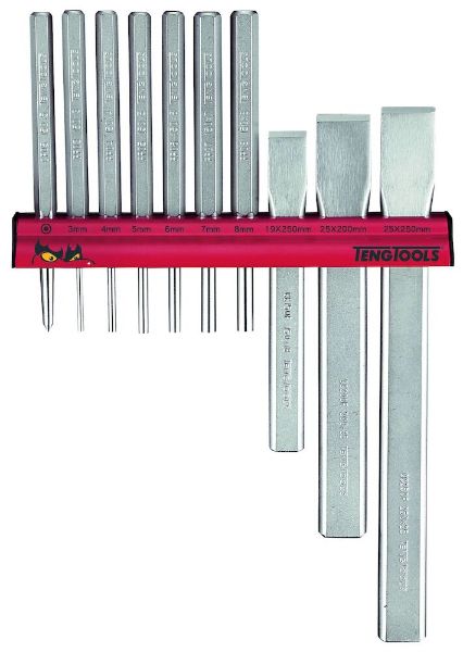 Picture of Teng Tools Punch & Chisel Set Wall Rack 10 Pieces - WRPC10