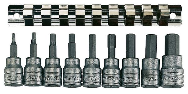 Picture of Teng Tools 3/8" Hex Bit Socket Clip Rail Set 9 Pieces - M3812