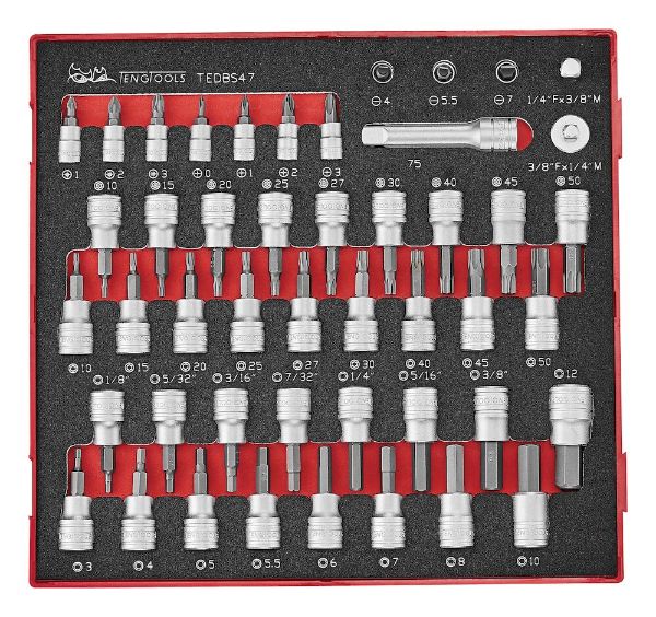 Picture of Teng Tools 1/4" & 3/8" Bit Socket Set FOAM2 47 Pieces - TEDBS47