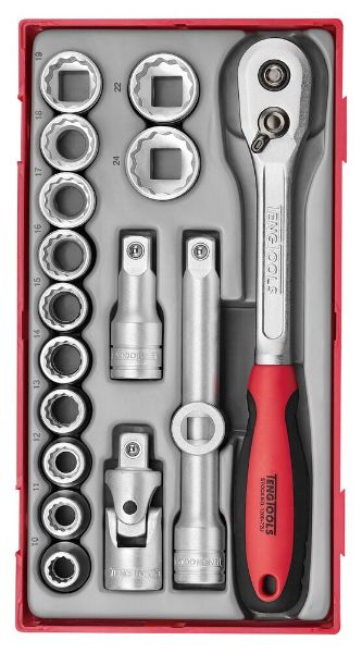 Picture of Teng Tools 1/2" Socket Set 12 pt TT1 17 Pieces - TT1218