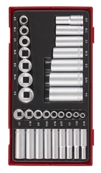 Picture of Teng Tools 1/4" & 3/8" Socket Set 12 pt AF TT1 32 Pieces - TTAF3212