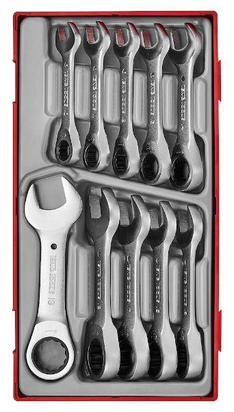 Picture of Teng Tools Stubby Ratcheting Combination Spanner Set TT1 10 Pieces - TT6010MRS