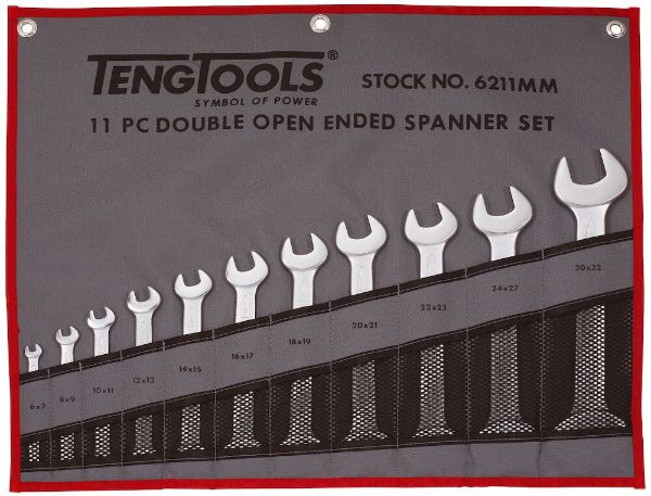 Picture of Teng Tools Double Open Ended Spanner Set Tool Roll 11 Pieces - 6211MM
