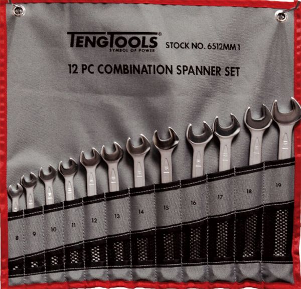 Picture of Teng Tools Combination Spanner Set 8-19 mm Tool Roll 12 Pieces - 6512MM1