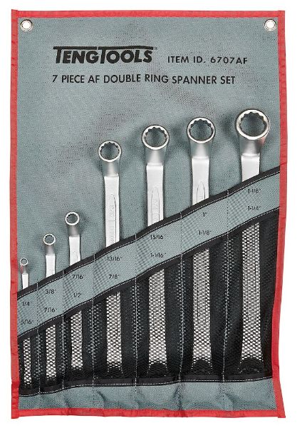 Picture of Teng Tools Double Ring Spanner Set AF Tool Roll 7 Pieces - 6707AF
