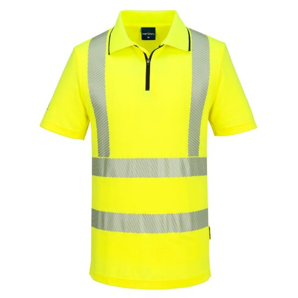 Picture of KX3 Sport Hi-Vis Zip Polo Shirt S/S - Yellow KX302