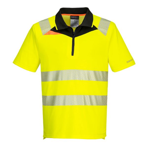 Picture of DX4 Hi-Vis Zip Polo Shirt S/S - Yellow/Black DX412