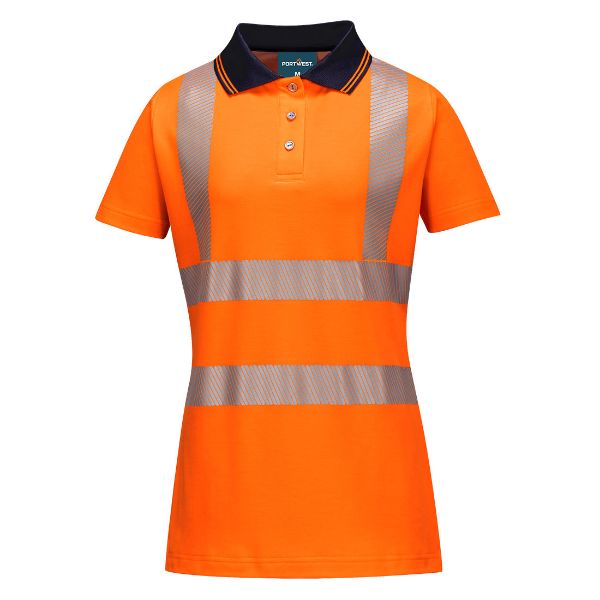 Picture of Hi-Vis Women's Cotton Comfort Pro Polo Shirt S/S - Orange/Black LW72