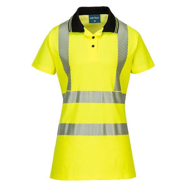 Picture of Hi-Vis Women's Cotton Comfort Pro Polo Shirt S/S - Yellow/Black LW72