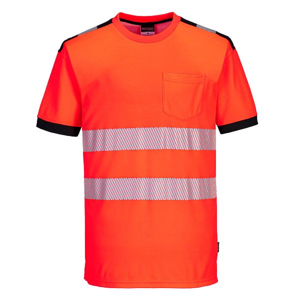 Picture of PW3 Hi-Vis Cotton Comfort T-Shirt S/S - Red/Black T181